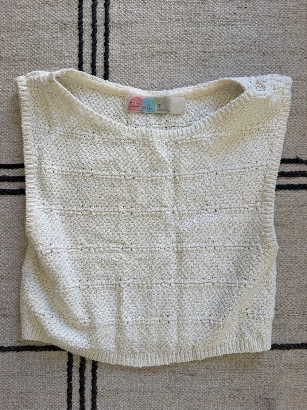 Free People Cream Knit Sleeveless Sweater Top